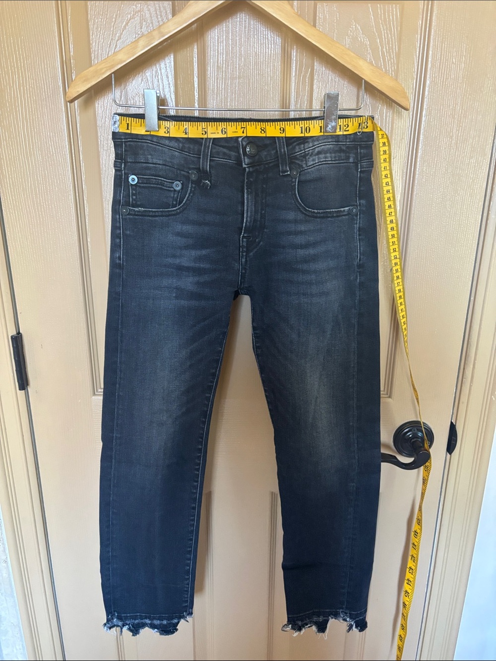 R13 Women's Black Washed Boot Cut Jeans